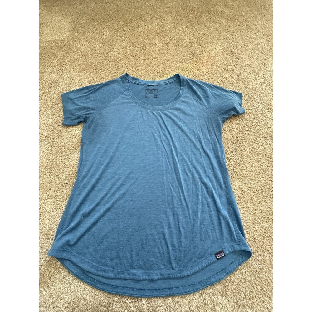 Patagonia Capilene Cool Trail Shirt Women's Large Blue Short Sleeve Performance